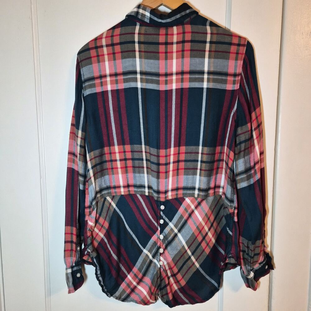Lucky Brand Tunic Shirt Top Women Medium Button Up‎ Long Sleeve Long Tail - M - Picture 2 of 8